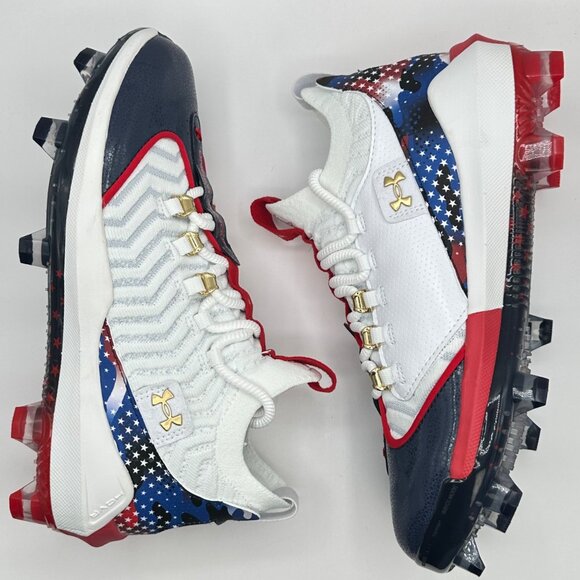 MenUnder Armour Harper 9 Pro TPU USA Multi Sz Molded Baseball Cleats 3027439-100 - Picture 6 of 12